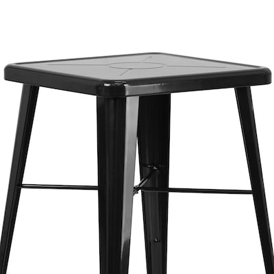 Flash Furniture Gable Indoor-Outdoor Bar Table Set with 2 Stools with Backs, 27.75" x 27.75", Black (CH31330B230GBBK)