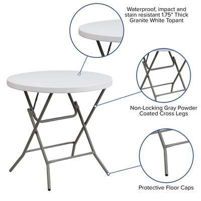 Flash Furniture Elon Folding Table, 31.5" x 31.5", Granite White (DADYCZ80RGW)