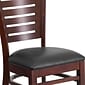 Flash Furniture Darby Traditional Vinyl & Wood Slat Back Restaurant Dining Chair, Walnut/Black (XUDGW018WALBKV)