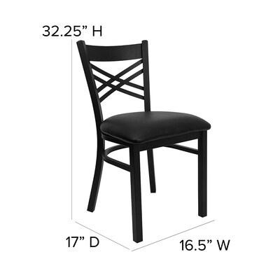 Flash Furniture Hercules Traditional Vinyl & Metal X-Back Restaurant Dining Chair, Black (XU6FOBXBKBLKV)