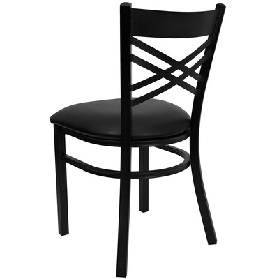 Flash Furniture Hercules Traditional Vinyl & Metal X-Back Restaurant Dining Chair, Black (XU6FOBXBKBLKV)
