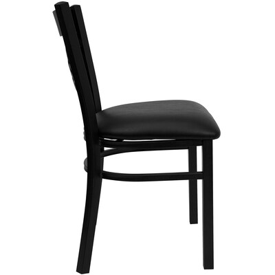 Flash Furniture Hercules Traditional Vinyl & Metal X-Back Restaurant Dining Chair, Black (XU6FOBXBKBLKV)