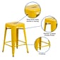 Flash Furniture Kai Industrial Galvanized Steel Counter Stool without Back, Yellow (CH3132024YL)