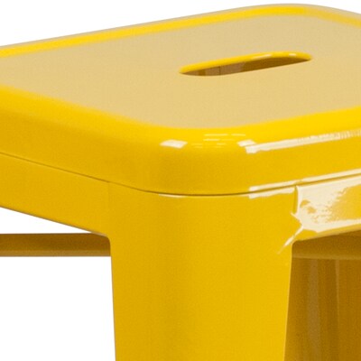 Flash Furniture Kai Industrial Galvanized Steel Counter Stool without Back, Yellow (CH3132024YL)