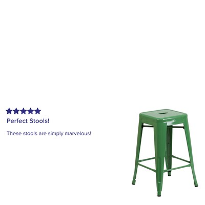Flash Furniture Kai Industrial Metal Counter Stool without Back, Green (CH3132024GN)