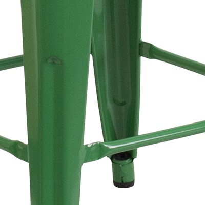 Flash Furniture Kai Industrial Metal Counter Stool without Back, Green (CH3132024GN)