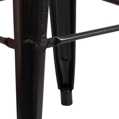 Flash Furniture Kai Industrial Metal Bar Stool without Back, Black-Antique Gold (CH3132030BQ)