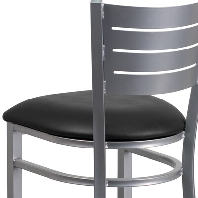 Flash Furniture HERCULES Series Traditional Metal Slat Back Restaurant Barstool, Silver/Black (XUDG60402BBKV)