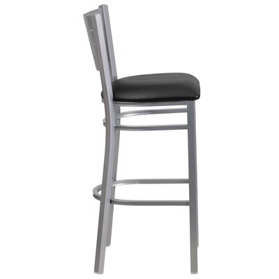 Flash Furniture HERCULES Series Traditional Metal Slat Back Restaurant Barstool, Silver/Black (XUDG60402BBKV)