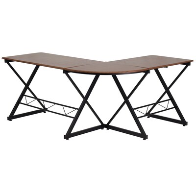 Flash Furniture 87" L-Shape Computer Desk, Teakwood (NANWK109)