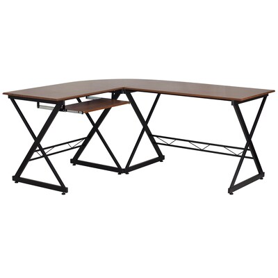 Flash Furniture 87" L-Shape Computer Desk, Teakwood (NANWK109)