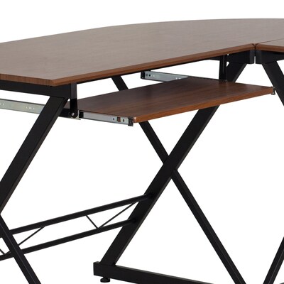 Flash Furniture 87" L-Shape Computer Desk, Teakwood (NANWK109)