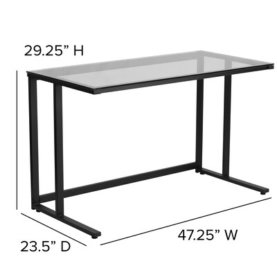 Flash Furniture 47"W Glass Computer Desk, Clear/Black (NANWK055)