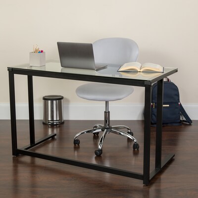 Flash Furniture 47"W Glass Computer Desk, Clear/Black (NANWK055)