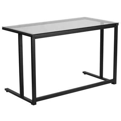 Flash Furniture 47"W Glass Computer Desk, Clear/Black (NANWK055)