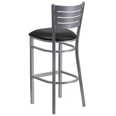 Flash Furniture HERCULES Series Traditional Metal Slat Back Restaurant Barstool, Silver/Black (XUDG60402BBKV)