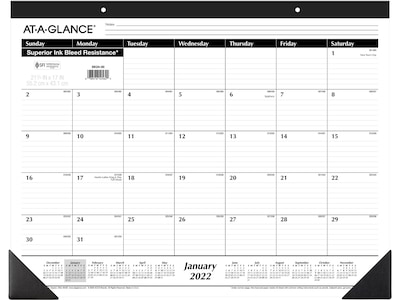 2022 AT-A-GLANCE 17 x 21.75 Desk Pad Calendar, Black/White (SK24-00-22)