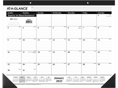 2022 AT-A-GLANCE 17 x 21.75 Desk Pad Calendar, Black/White (SK24-00-22)