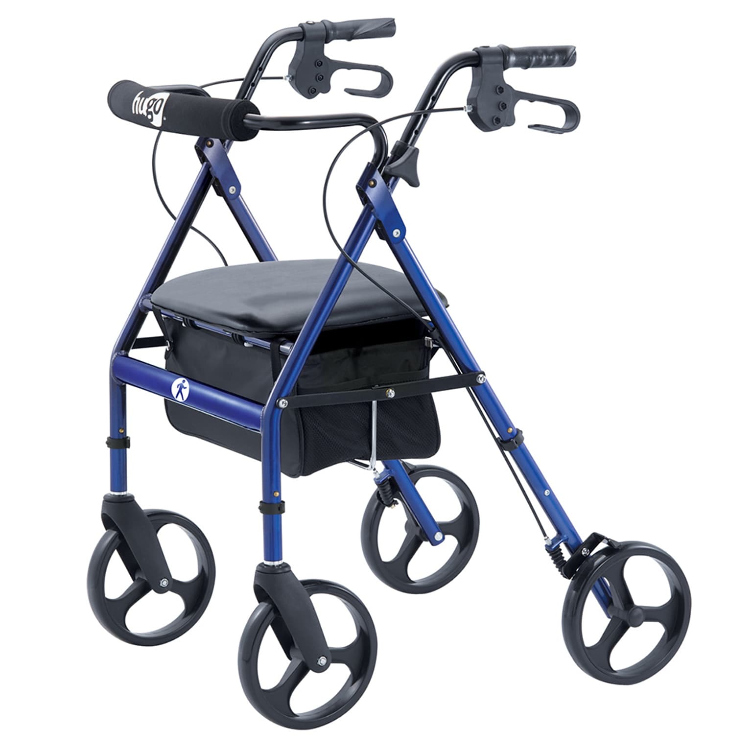 Hugo Portable Rollator Rolling Walker with Seat, Backrest and 8 Wheels, Blue (700-957)