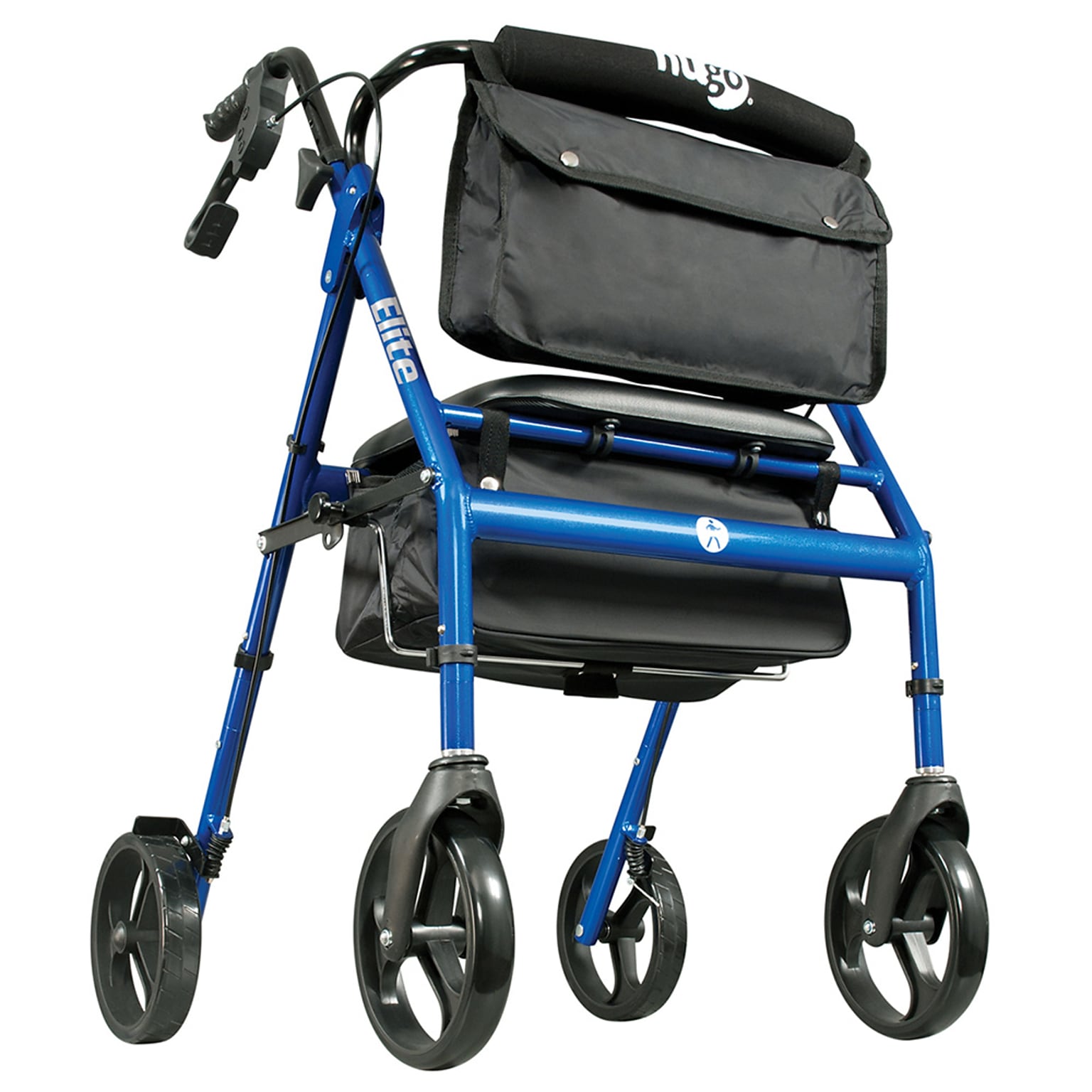 Hugo Elite Rollator Rolling Walker with Seat, Backrest and Saddle Bag, Blue (700-959E)