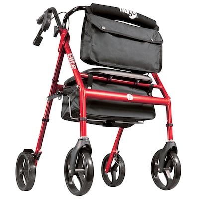 Hugo Elite Rollator Rolling Walker with Seat, Backrest and Saddle Bag, Garnet Red (700-961)