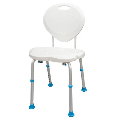 AquaSense Adjustable Bath and Shower Chair with Non-Slip Comfort Seat and Backrest, White (770-537)