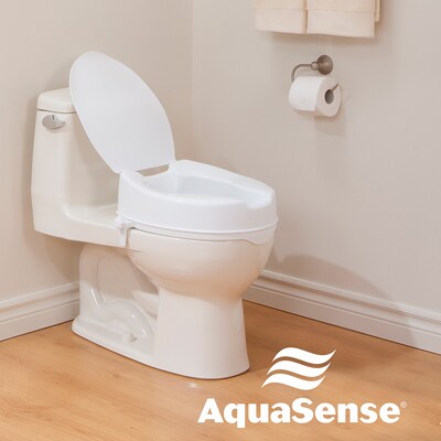 AquaSense Raised Toilet Seat with Lid, 4" White (770-626)