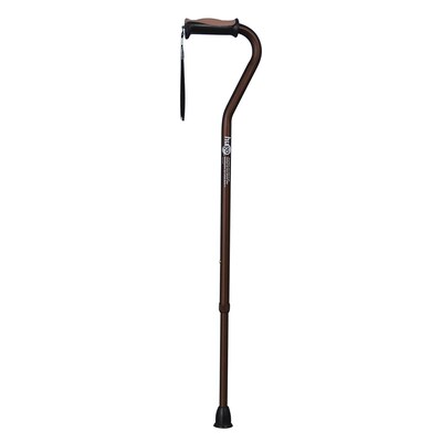 Hugo Adjustable Offset Handle Cane with Reflective Strap, Cocoa (731-450)