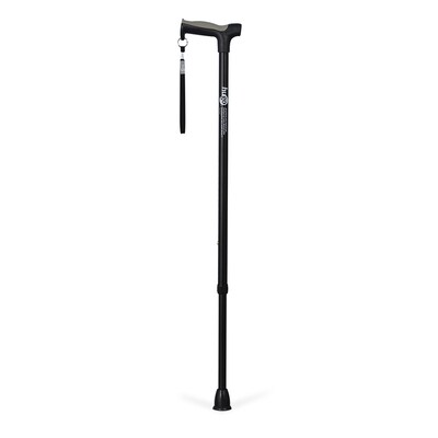 Hugo Adjustable Derby Handle Cane with Reflective Strap, Ebony (731-462)