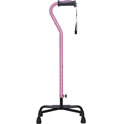 Hugo Adjustable Quad Cane for Right or Left Hand Use, Large Base, Rose (731-844)