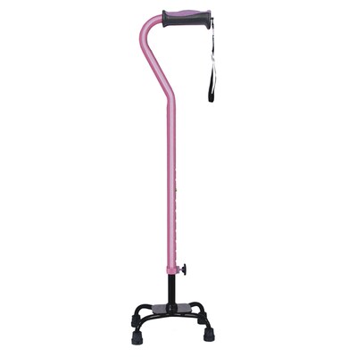 Hugo Adjustable Quad Cane for Right or Left Hand Use, Small Base, Rose (731-854)