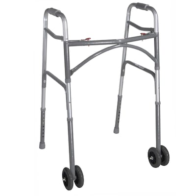 Drive Medical Heavy Duty Bariatric Two Button Walker with Wheels (10220-1WW)