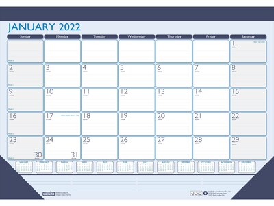 2022 House of Doolittle 17 x 22 Desk Pad Calendar, Contempo, Blue/White (151-22)