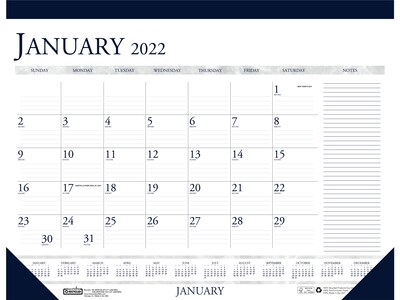 2022 House of Doolittle 13 x 18.5 Desk Pad Calendar, Classic, Deep Blue/White (1646-22)