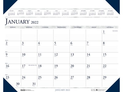 2022 House of Doolittle 19 x 24 Desk Pad Calendar, Executive, Deep Blue/White (180-22)