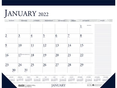 2022 House of Doolittle 17 x 22 Desk Pad Calendar, Classic, Deep Blue/Gray/White (164-22)