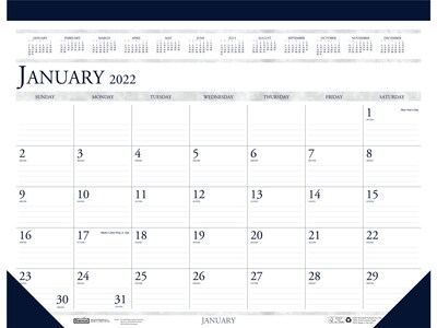 2022 House of Doolittle 17 x 22 Desk Pad Calendar, Classic, Deep Blue/White (150-22)