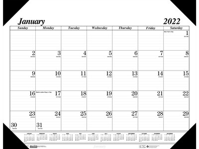 2022 House of Doolittle 13 x 18.5 Desk Pad Calendar, Economy, Black-on-White (0124-02-22)
