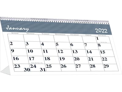 2022 House of Doolittle 4.5 x 7 Desk Calendar, Bar Harbor, Wedgewood Blue/Gray/White (3679-22)