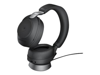 jabra Evolve2 85 MS Teams, Stereo Bluetooth Wireless Headset with Charging Stand, USB-A, Black (28599-999-989)