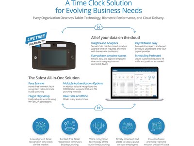 uAttend Face Recognition Time Clock System, Black (DR2000)