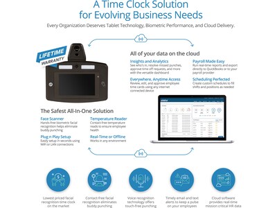 uAttend Face Recognition Time Clock System, Black (DR2500)