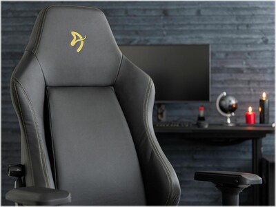 Arozzi Primo PU Ergonomic Racing Gaming Chair, Black/Gold (PRIMO-PU-GD)