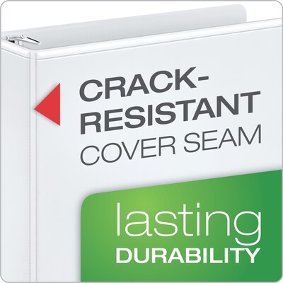 Cardinal XtraLife Slant-D Non-Stick Locking ClearVue Heavy Duty 6 3-Ring View Binders, D-Ring, Whit