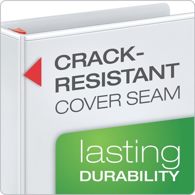 Cardinal XtraLife Heavy Duty 2 3-Ring View Binders, D-Ring, White (26320)