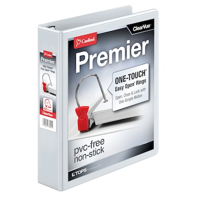 Cardinal Premier Heavy Duty 1 1/2 3-Ring View Binders, D-Ring, White (10310)