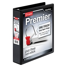 Cardinal Premier Easy Open Heavy Duty 1 1/2 3-Ring View Binders, D-Ring, Black (10311)