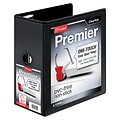 Cardinal Premier Easy Open ClearVue 5 3-Ring View Binders, D-Ring, Black (10351)