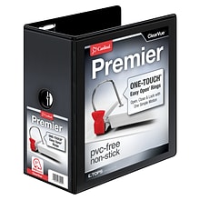 Cardinal Premier Easy Open ClearVue 5 3-Ring View Binders, D-Ring, Black (10351)