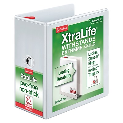 Cardinal® XtraLife® ClearVue™ 5 3-Ring View Binder, White (26350)